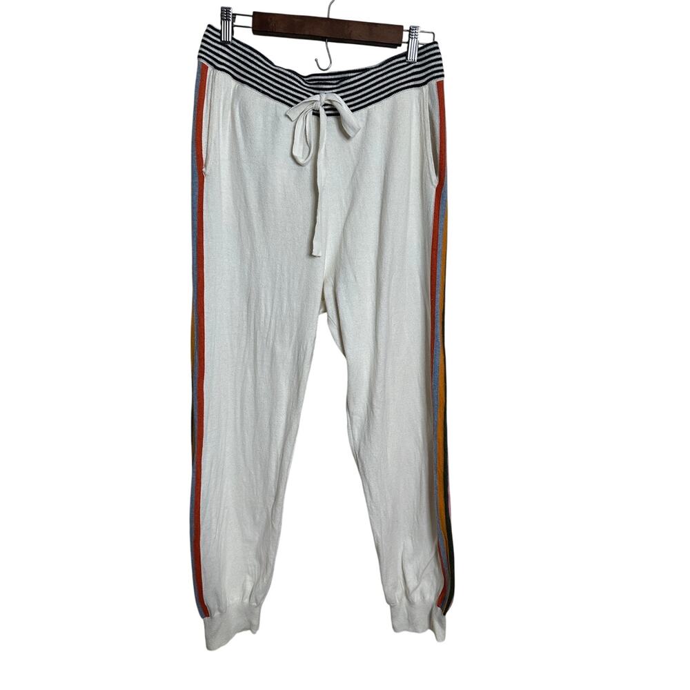 Faherty Surf Jogger Womans XL Cotton Cashmere Ivory Rainbow Stripe Lounge Pants